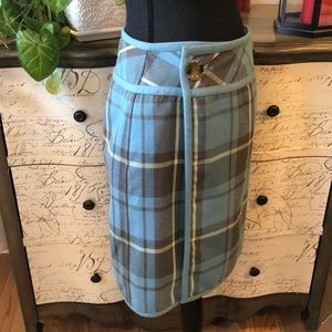 VINTAGE NINE & COMPANY HEAVY PLAID WRAP MIDI SKIRT BLUE SIZE 10
